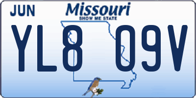 MO license plate YL8O9V