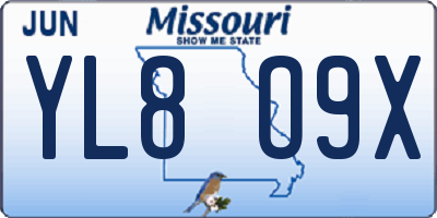 MO license plate YL8O9X