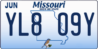 MO license plate YL8O9Y