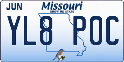 MO license plate YL8P0C