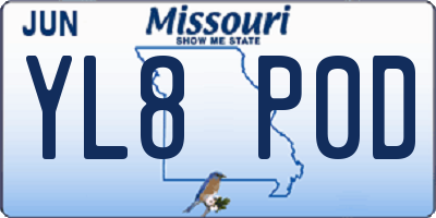 MO license plate YL8P0D
