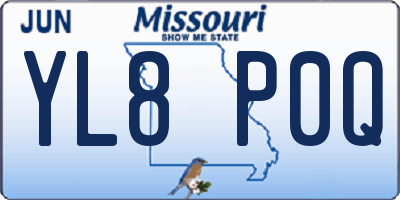 MO license plate YL8P0Q