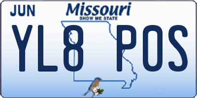 MO license plate YL8P0S