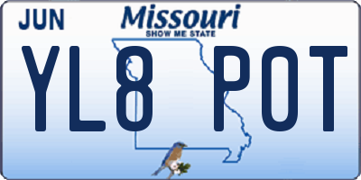 MO license plate YL8P0T