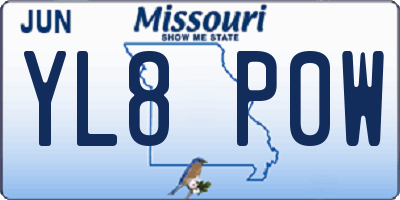 MO license plate YL8P0W