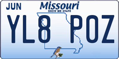 MO license plate YL8P0Z
