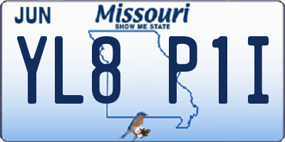 MO license plate YL8P1I