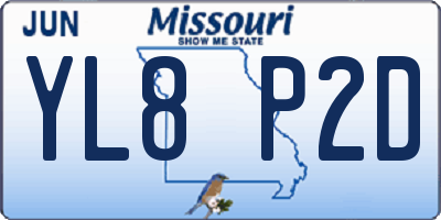 MO license plate YL8P2D