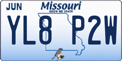 MO license plate YL8P2W