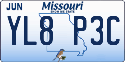 MO license plate YL8P3C