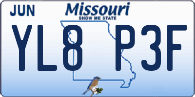 MO license plate YL8P3F