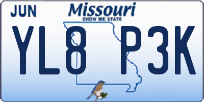 MO license plate YL8P3K