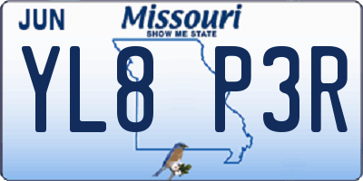 MO license plate YL8P3R