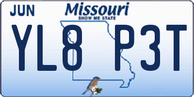MO license plate YL8P3T