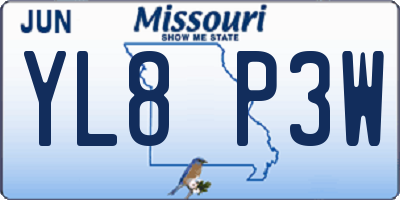 MO license plate YL8P3W
