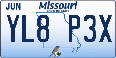 MO license plate YL8P3X