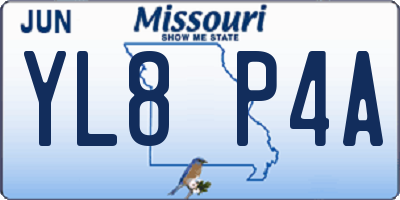 MO license plate YL8P4A