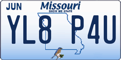 MO license plate YL8P4U