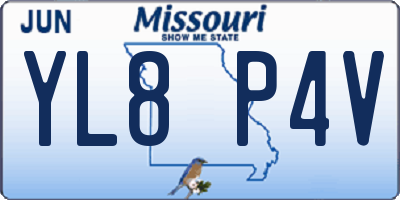 MO license plate YL8P4V
