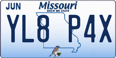 MO license plate YL8P4X