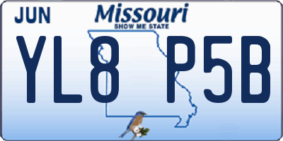 MO license plate YL8P5B