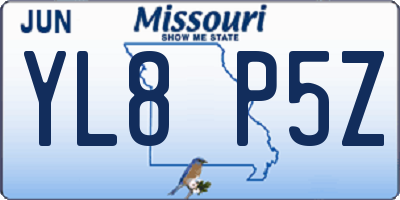 MO license plate YL8P5Z