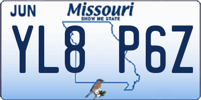 MO license plate YL8P6Z