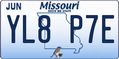 MO license plate YL8P7E