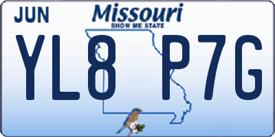MO license plate YL8P7G