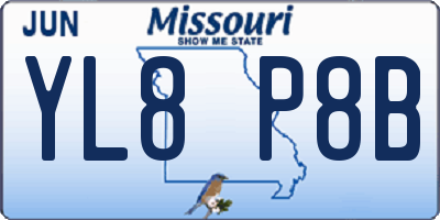 MO license plate YL8P8B