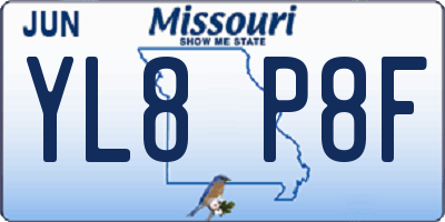 MO license plate YL8P8F