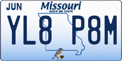 MO license plate YL8P8M