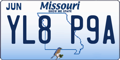MO license plate YL8P9A