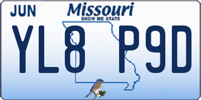 MO license plate YL8P9D