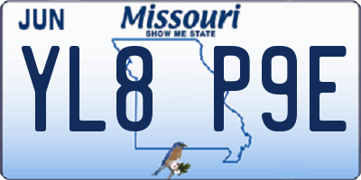MO license plate YL8P9E