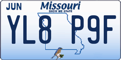 MO license plate YL8P9F