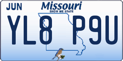 MO license plate YL8P9U