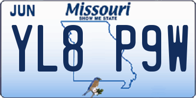 MO license plate YL8P9W