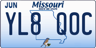 MO license plate YL8Q0C