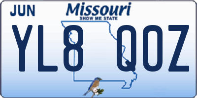 MO license plate YL8Q0Z
