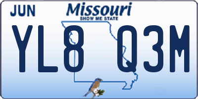 MO license plate YL8Q3M