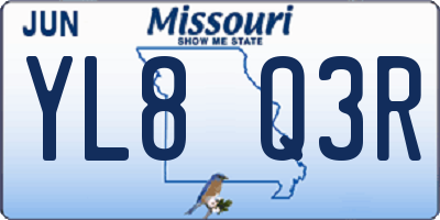MO license plate YL8Q3R