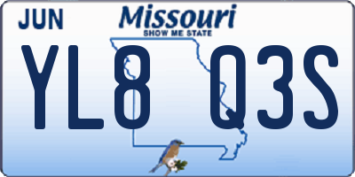 MO license plate YL8Q3S
