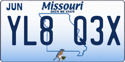 MO license plate YL8Q3X