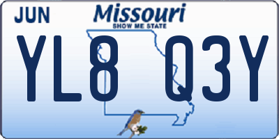 MO license plate YL8Q3Y