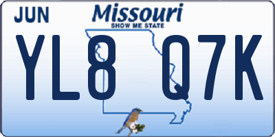 MO license plate YL8Q7K