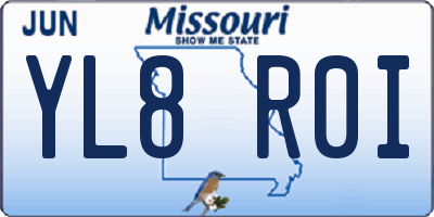 MO license plate YL8R0I