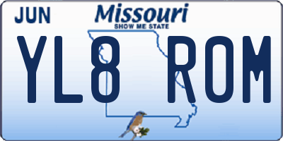 MO license plate YL8R0M