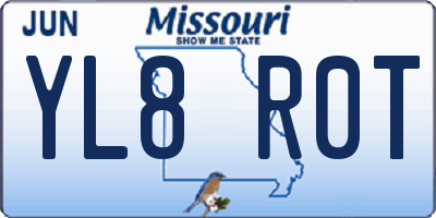 MO license plate YL8R0T