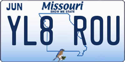 MO license plate YL8R0U
